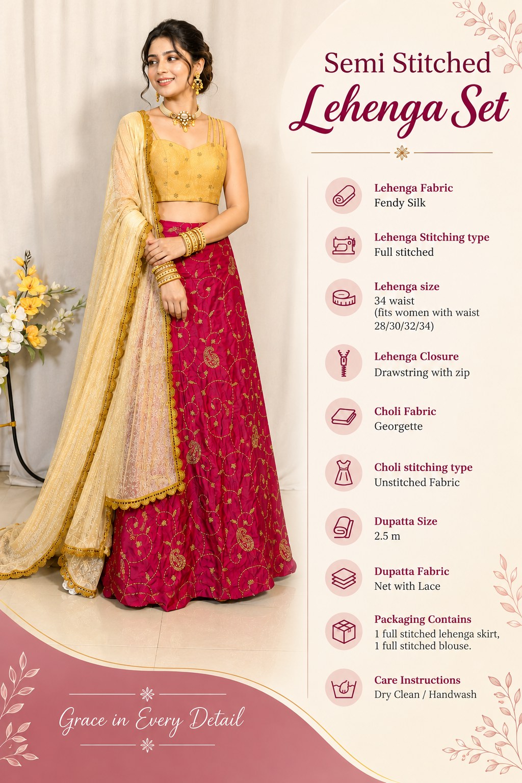 Semi Stitched Lehenga Set
