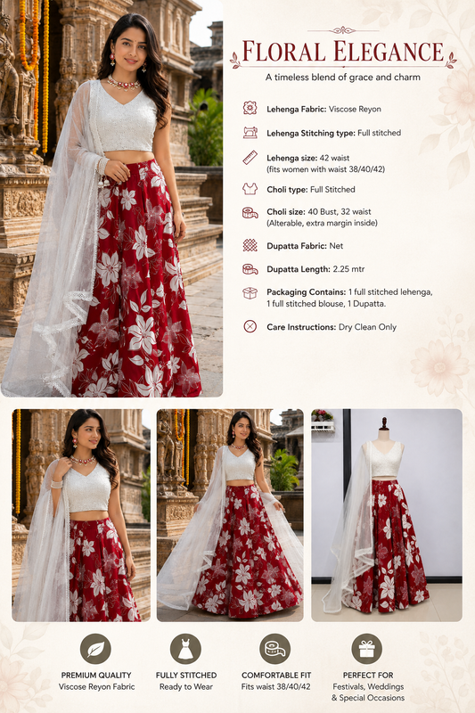 Red Blossom lehenga set | Ready to wear lehenga