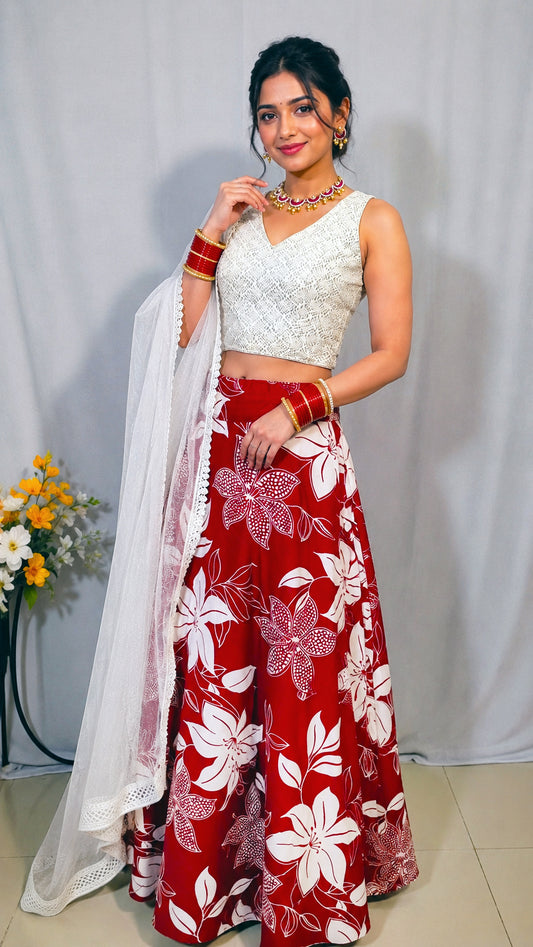 Red Blossom lehenga set | Ready to wear lehenga