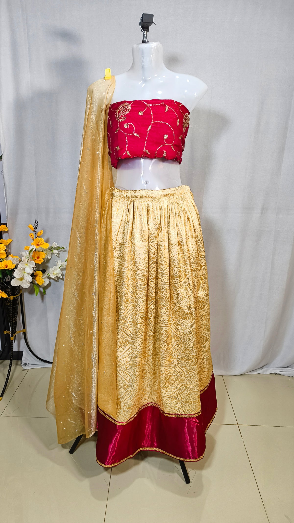 Semi Stitched Banarasi Lehenga set