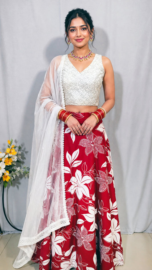 Red Blossom lehenga set | Ready to wear lehenga