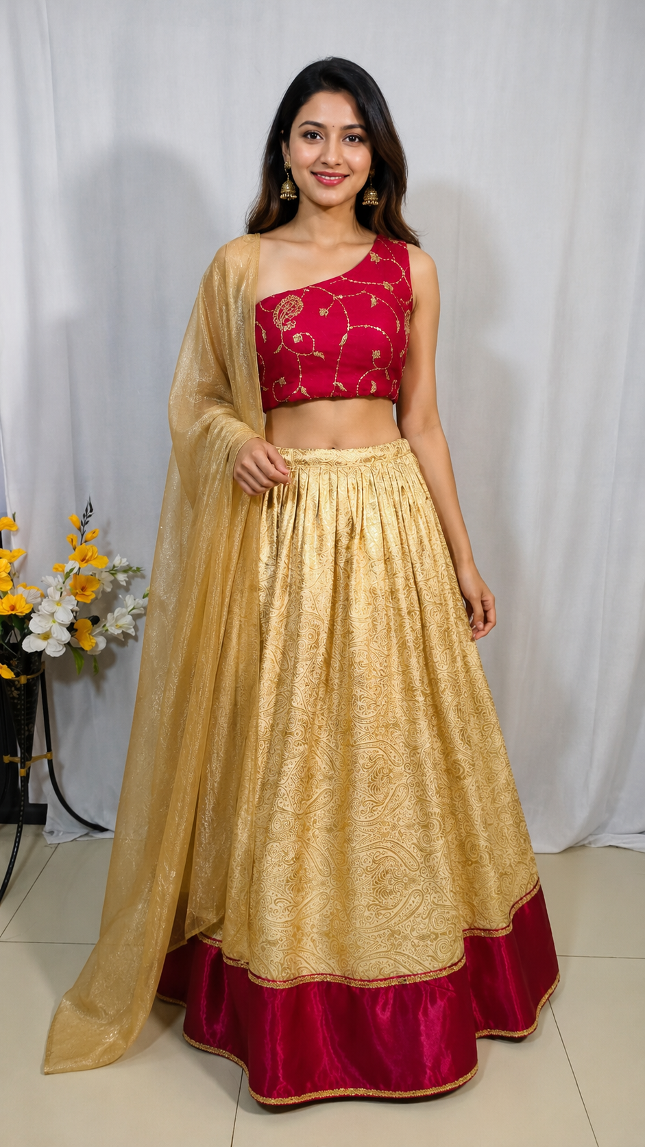 Semi Stitched Banarasi Lehenga set