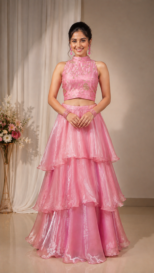Baby Pink Lehenga cord set